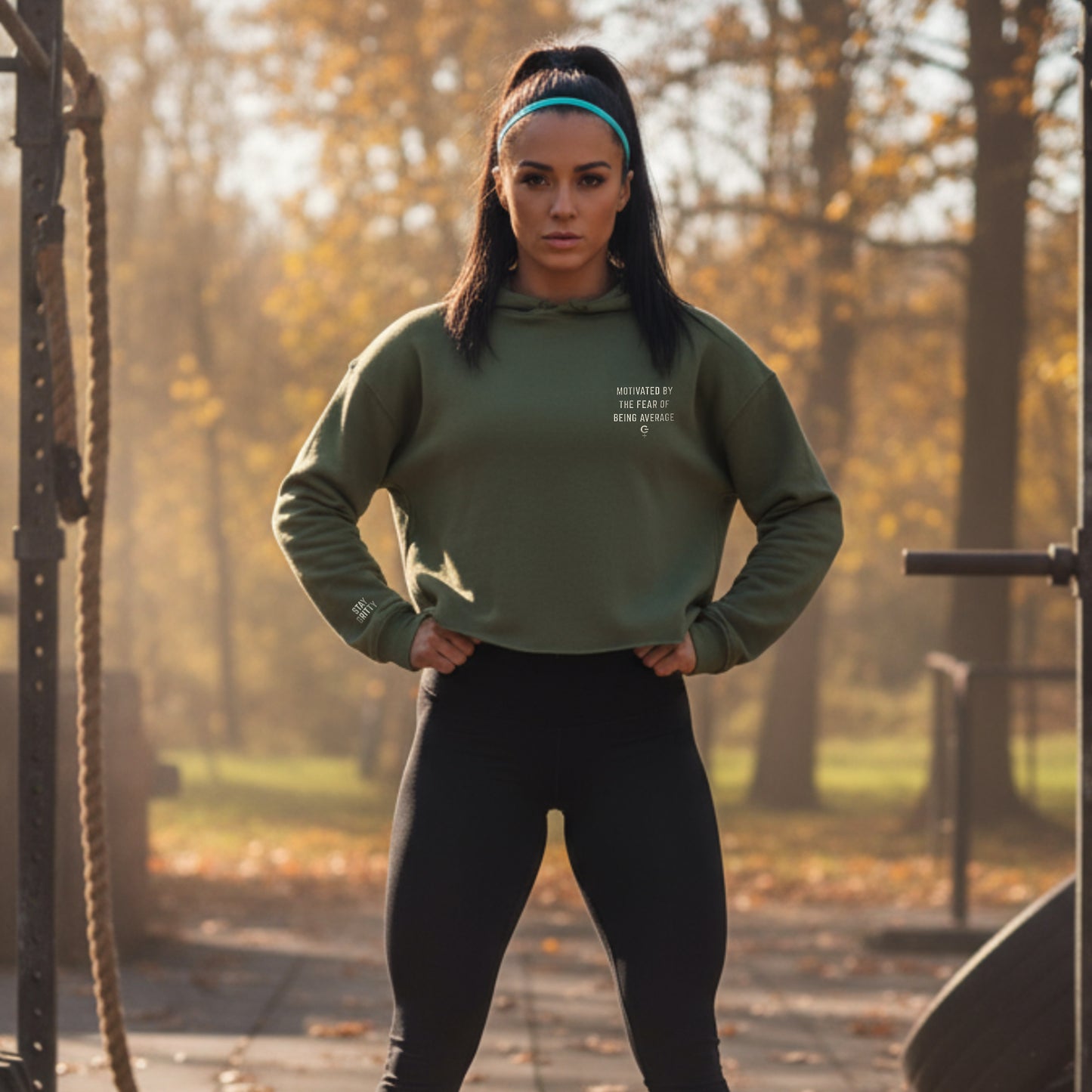 Motivated Embroidered Crop Hoodie