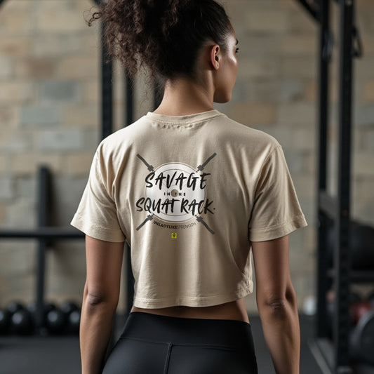 Savage in the Squat Rack - Heavy Faded Modest Crop Tee
