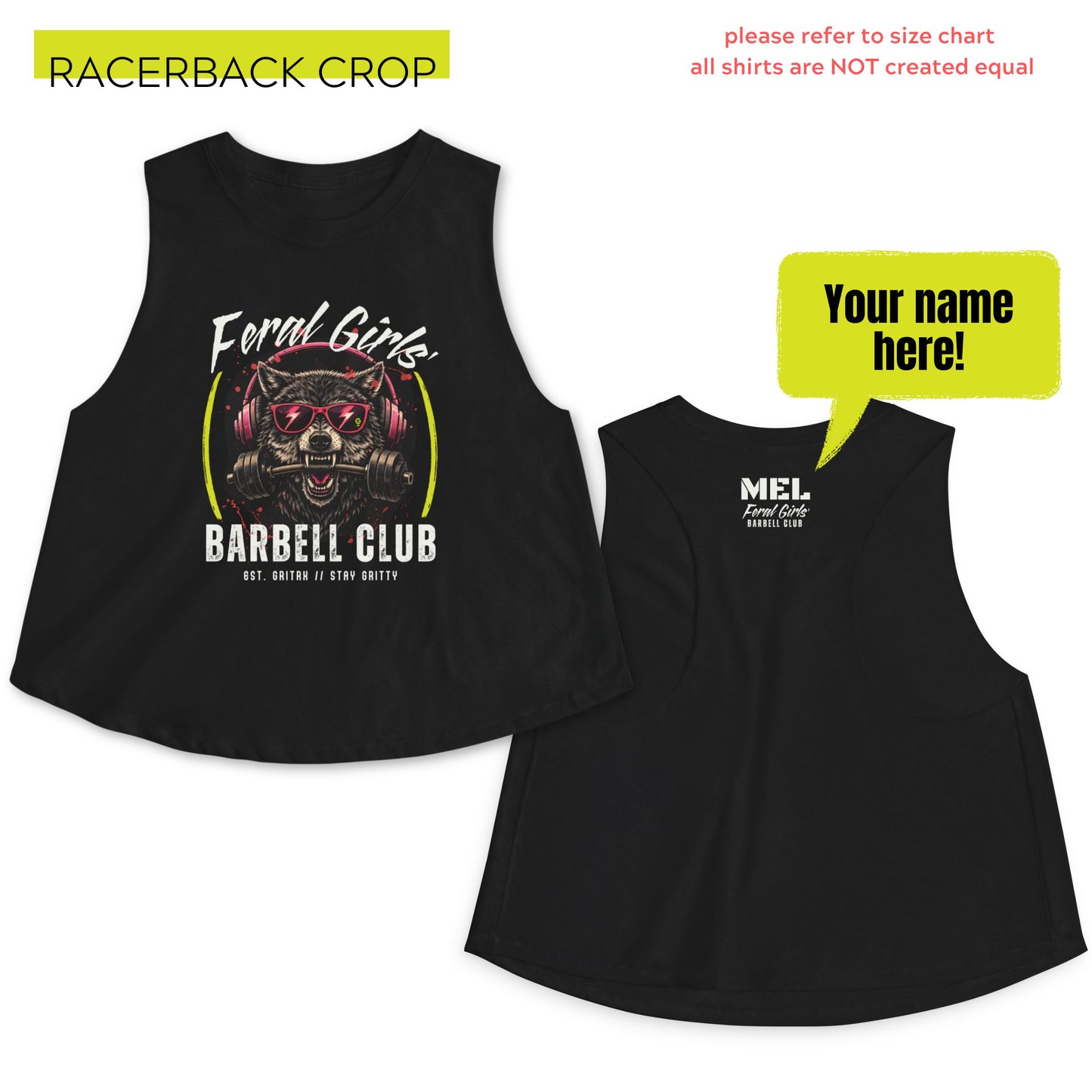 Feral Girls' Barbell Club - PERSONALIZED Funny Gym Shirt