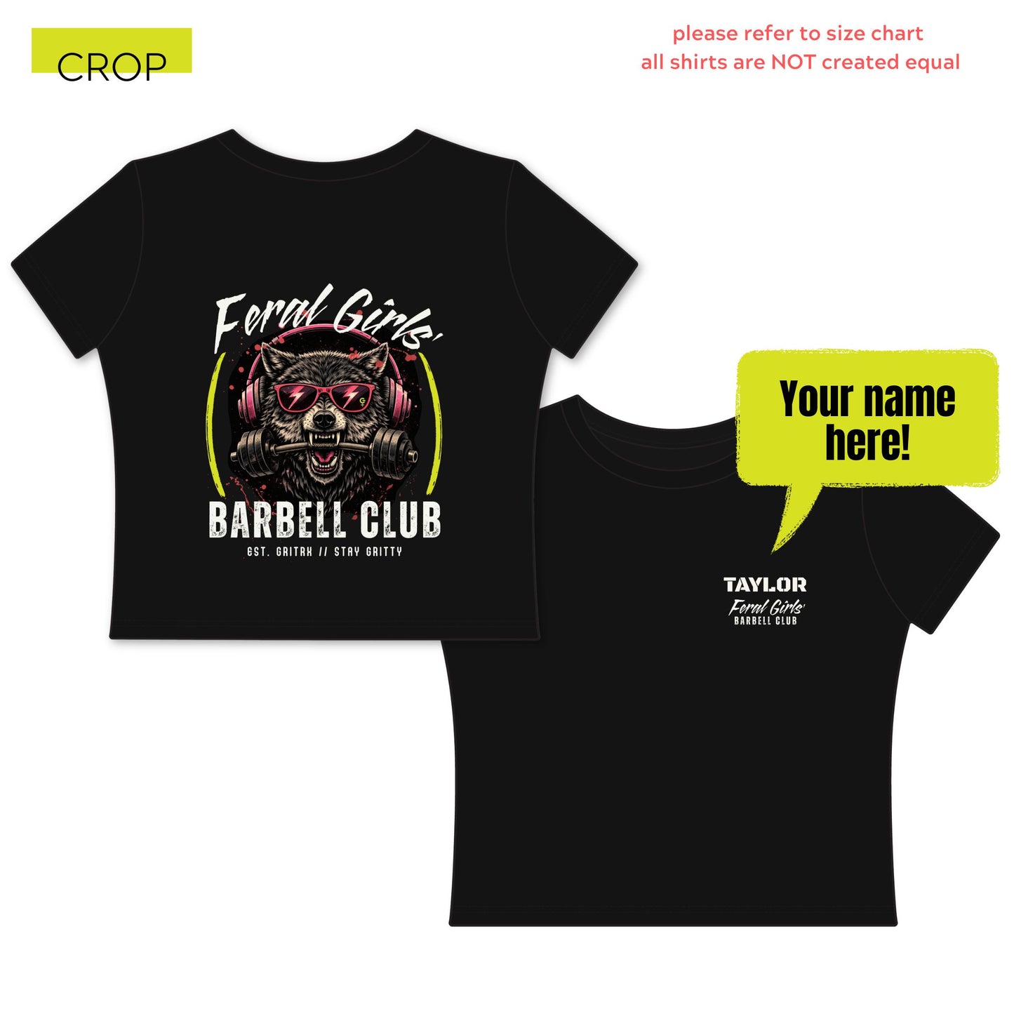 Feral Girls' Barbell Club - PERSONALIZED Funny Gym Shirt