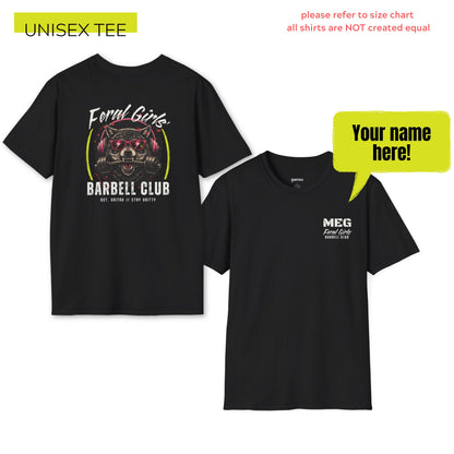 Feral Girls' Barbell Club - PERSONALIZED Funny Gym Shirt