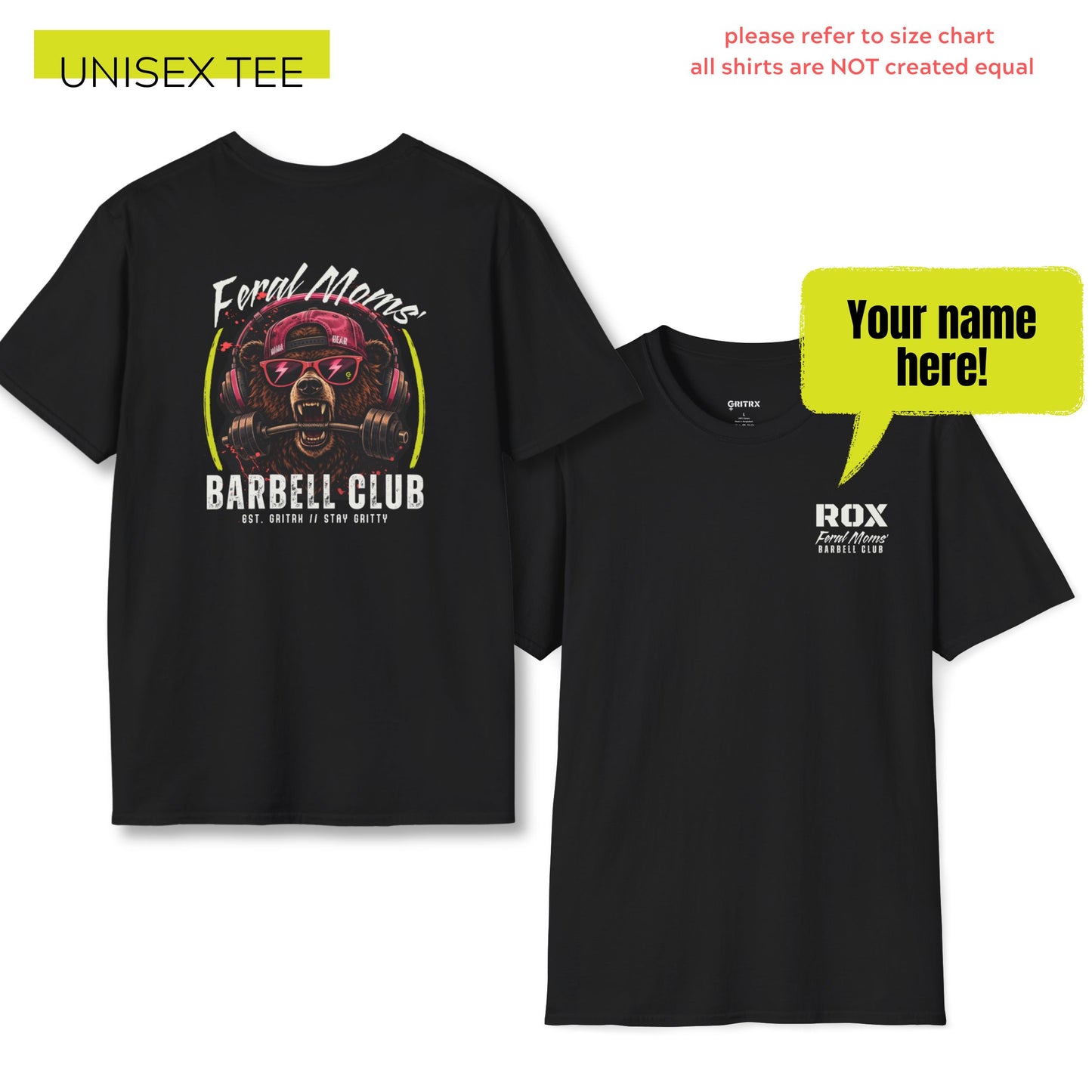 Feral Moms' Barbell Club - PERSONALIZED Funny Workout Shirt