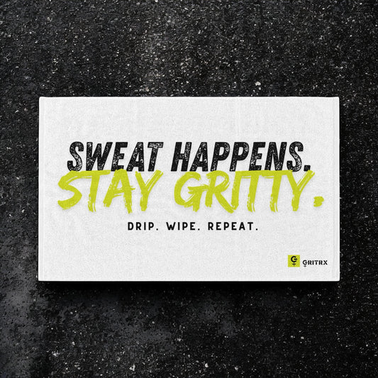 Sweat Happens Stay Gritty Gym Towel | Gym Motivation