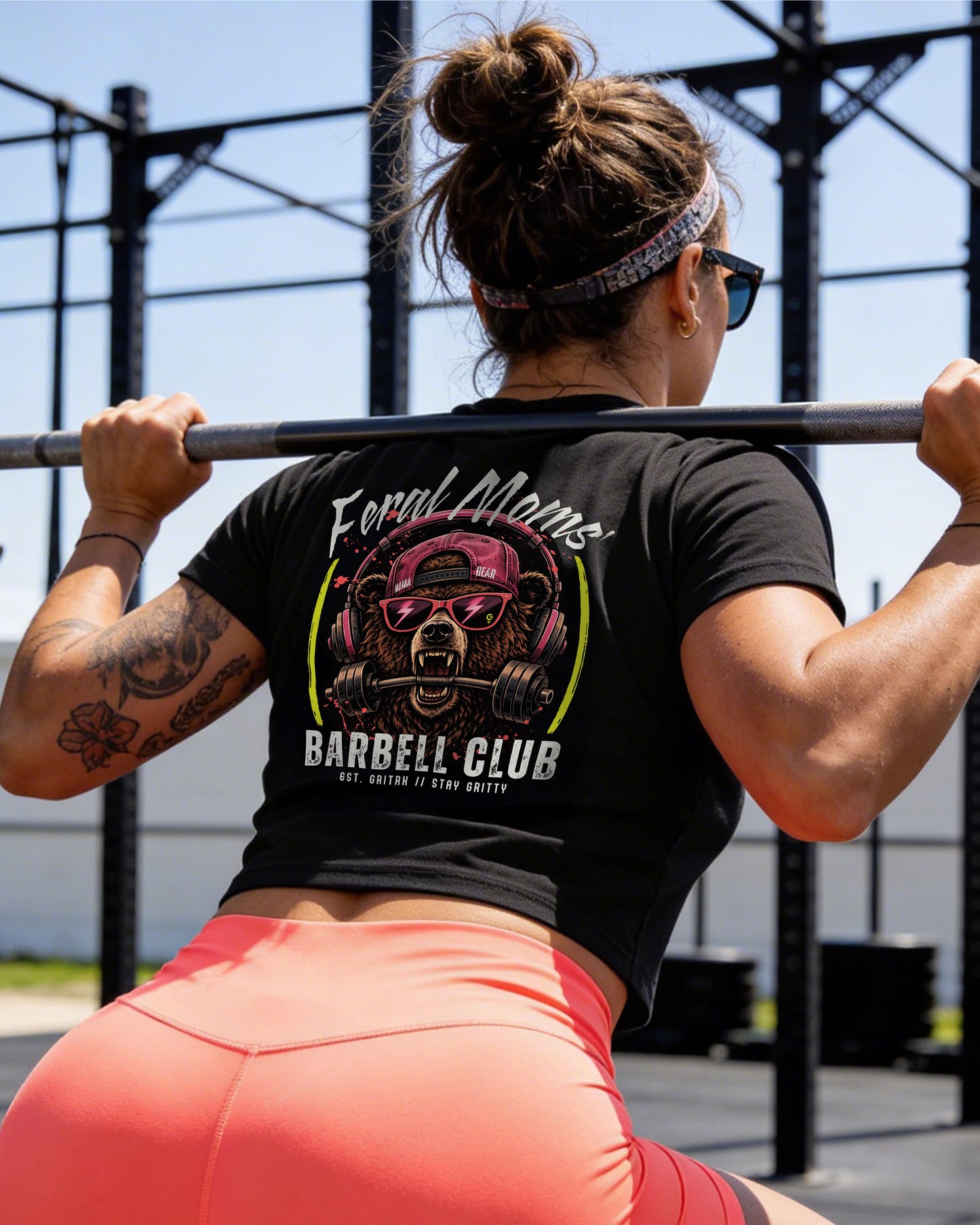 Feral Moms' Barbell Club - PERSONALIZED Funny Workout Shirt