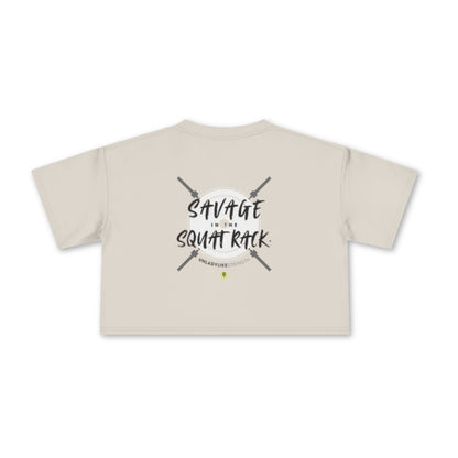 Savage in the Squat Rack - Heavy Faded Modest Crop Tee